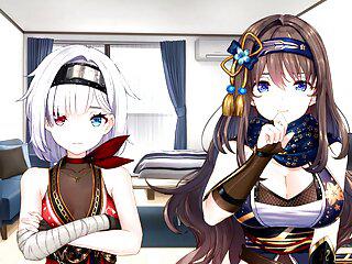 Vollbusige Hentai spielerinnen spielen an ihren Zehen