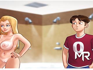 Summer teilt sich gerne eine Dusche für einen Dreier